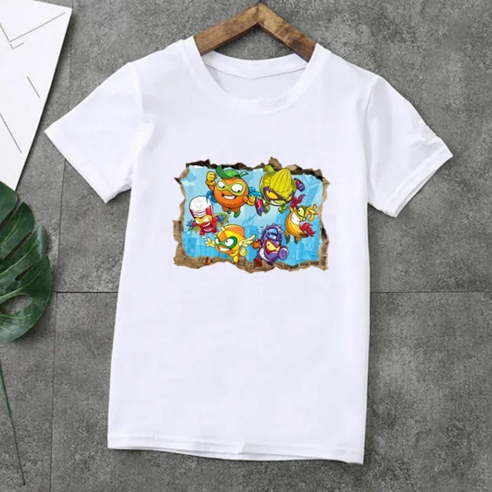 Summer Fashion Unisex T-shirt Cute Los Super Zings Series 4 Cartoon Kids T-Shirts Short Sleeve Print Boys Girls Tops,ooo5358