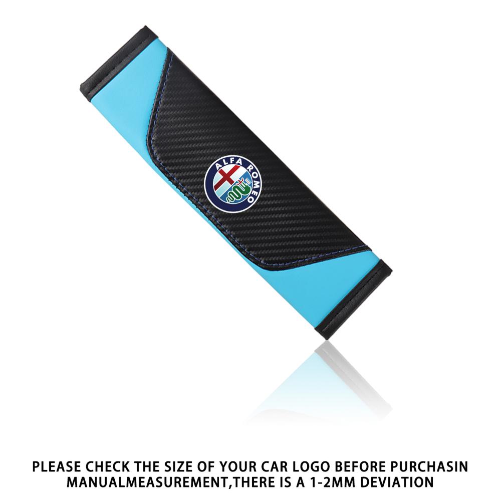 2pcs Carbon Fiber Car Seat Belt Cover Emblem Shoulder Protector Pad For Alfa Romeo Giulia Giulietta 147 156 159 Stelvio Tonale rfv233