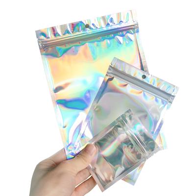 40pcs/60pcs Holographic Resealable Bag Zipper Food Storage Mylar Smell Proof Bag Small Packaging Ziplock Bags Home Decorations