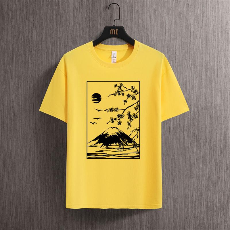 Tokyo Sakura Mount Fuji Business Card T Shirt Women Fashion Tee Clothing Cotton Summer Casual Tops Hip Hop Loose Cotton T-Shirt