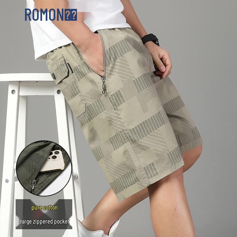ROMON Men s Cotton Loose Fit Summer Casual Cargo Beach Shorts XL