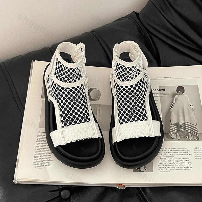 Fashion Fashion Hollow Breathable Casual Sandals for Women's 2025 Summer New Open Toes Comfortable Thick Soled Beach Platform Cool Shoes