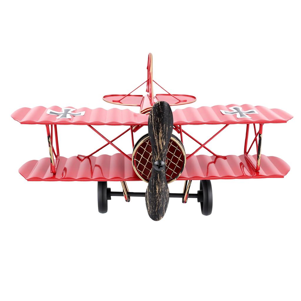 Vintage Metal Airplane Model Biplane Table Decor Figurine Iron Craft for Home Bookshelf Office