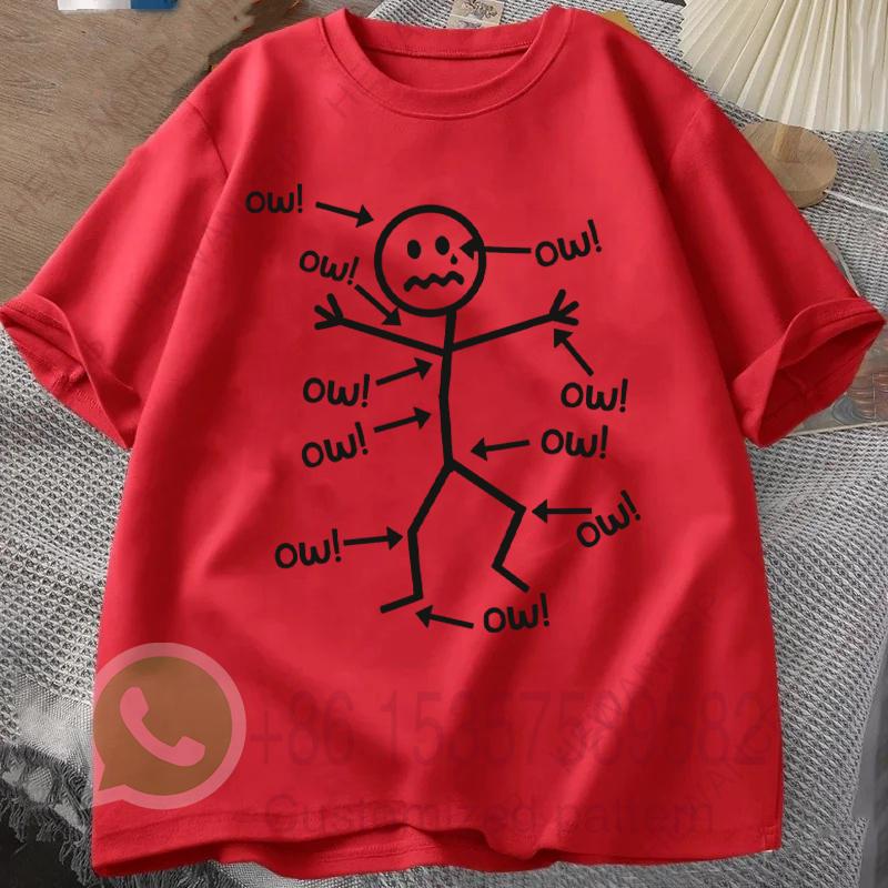 A Distressed Stick Figure Surrounded By Multiple OW Mens Tracksuit Tshirt Cotton Casual Sportswear Crew Neck Short Sleeve Tops