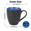 MIAMIO - 6 x 350 ml Stoneware Coffee Mugs/Cups Set, Black Exterior, Colorful Interior