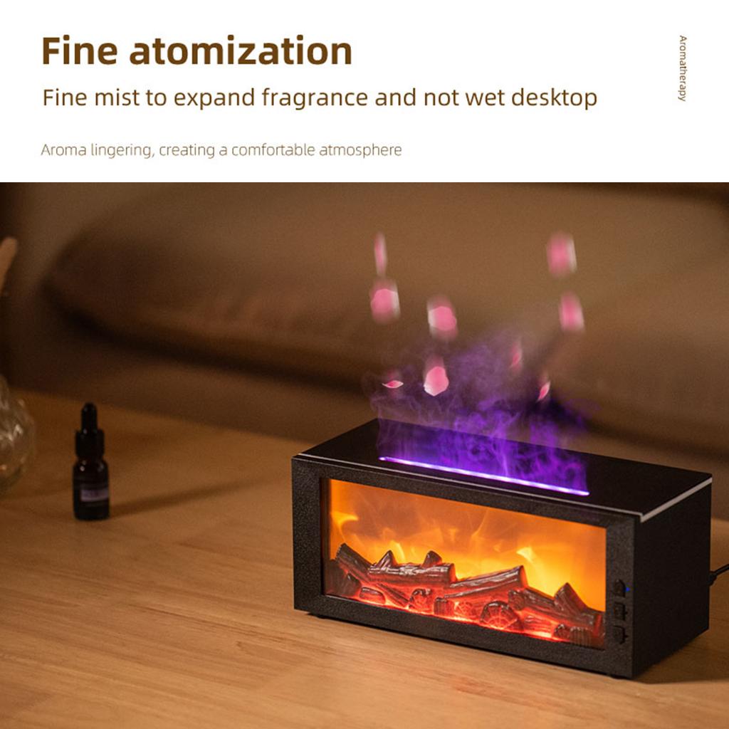 Fireplace Flame Air Diffuser Humidifier 7 Colors Essential Oil Diffuser Aromatherapy Diffuser for Bedroom Living Room Office