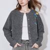 Embroidered knitted cardigan women's autumn and winter new loose crew neck flower sweater jacket women