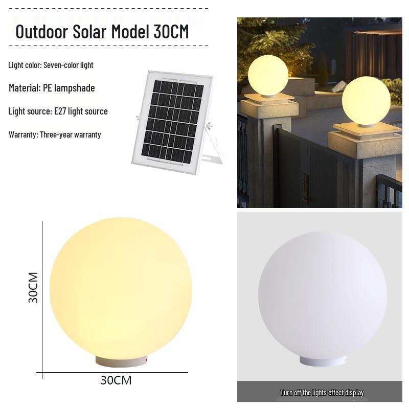 Wasserdichte Solar-Gartenpfostenleuchten - Runde Kugel für Außenpfosten und Zäune