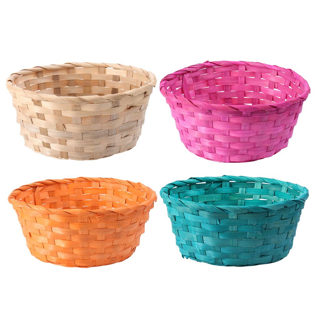 1 Set 4 Pcs Colorful Bamboo Egg Baskets Easter Props Children's Day Baskets