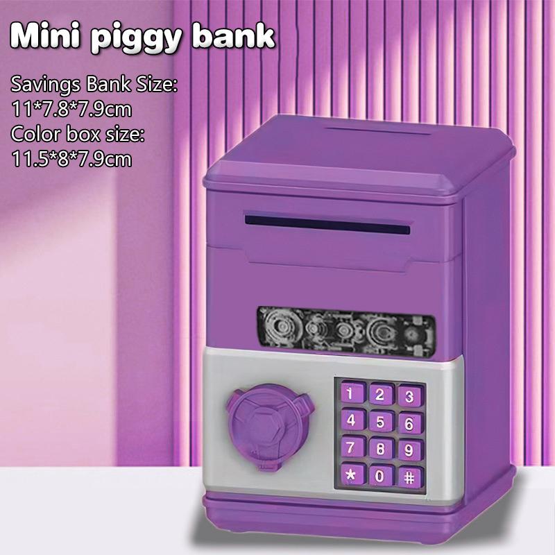 Automatischer Mini-Safe Münzen Bargeld Sparen Spardose Passwort Zähler Code Schlüsselschloss Münzbank Geldautomat Kind