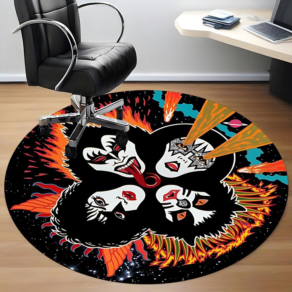 1pc KISS Band Office Round Area Rug, Under Office Chairs Bedroom Living Room Home Decor  a1016306