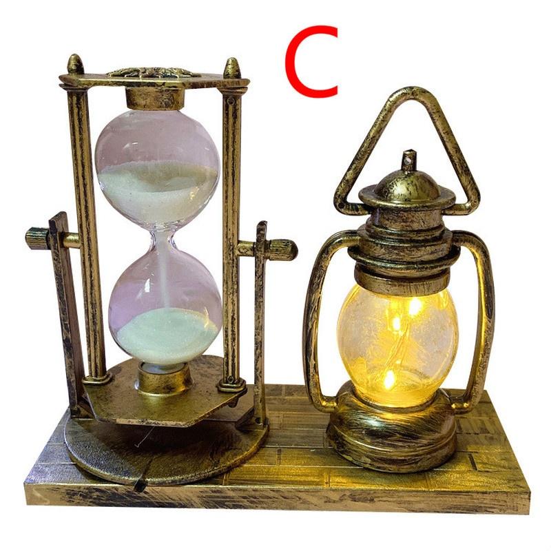 Creative Antique Quicksand Street Lamp Pen Holder Lantern Light Tower Student Gift White Hourglass Double Color Night Light Decoration