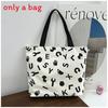 Borsa Tote in Tela da Donna con Tasca con Cerniera Urbana Casual Elegante Stampa Lettere