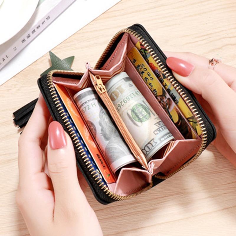 Women Small Wallet Ladies Mini Tassel Wallet Cute Short Zipper Lovely Pu Leather Coin Purse Female Hand Wallet Cartera
