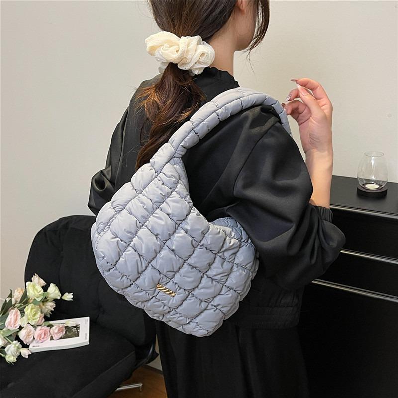 New pleated cloud bag versatile fashion single shoulder portable dumpling bag large capacity down cotton underarm women's bag