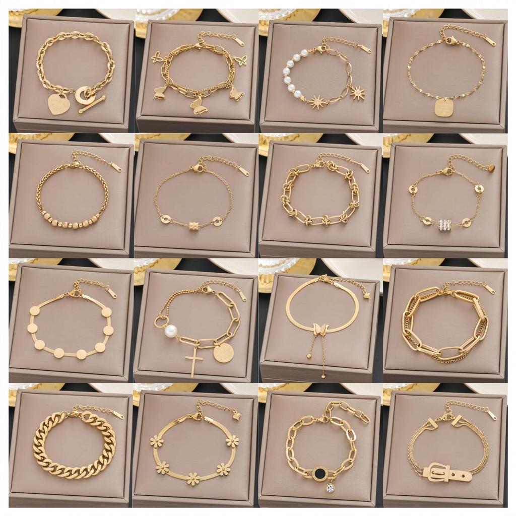 Meichen 18k Gold Non-Fading Titanium Steel Women's Fashion Bracelets - Simple, Versatile, Trendy European and American Style.