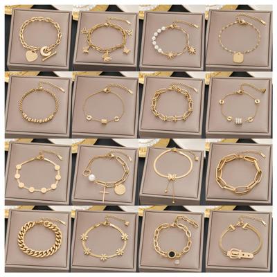 Meichen 18k Gold Non-Fading Titanium Steel Women's Fashion Bracelets - Simple, Versatile, Trendy European and American Style.