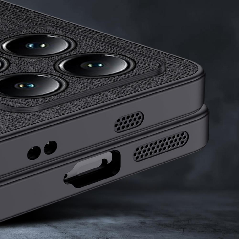 For Xiaomi 14T Pro Case Wood Texture PU Leather Coated PC+TPU Phone Cover