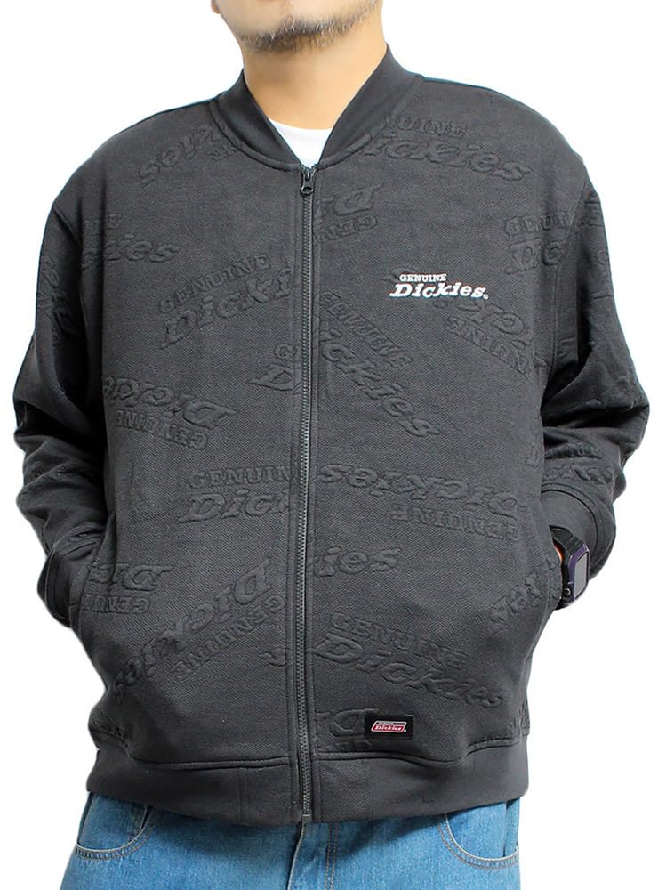 Genuine Dickies Men's MA-1 Blouson, Lightweight, Puffed Jacquard Sweat Jacket, Size 3L, Black (48)