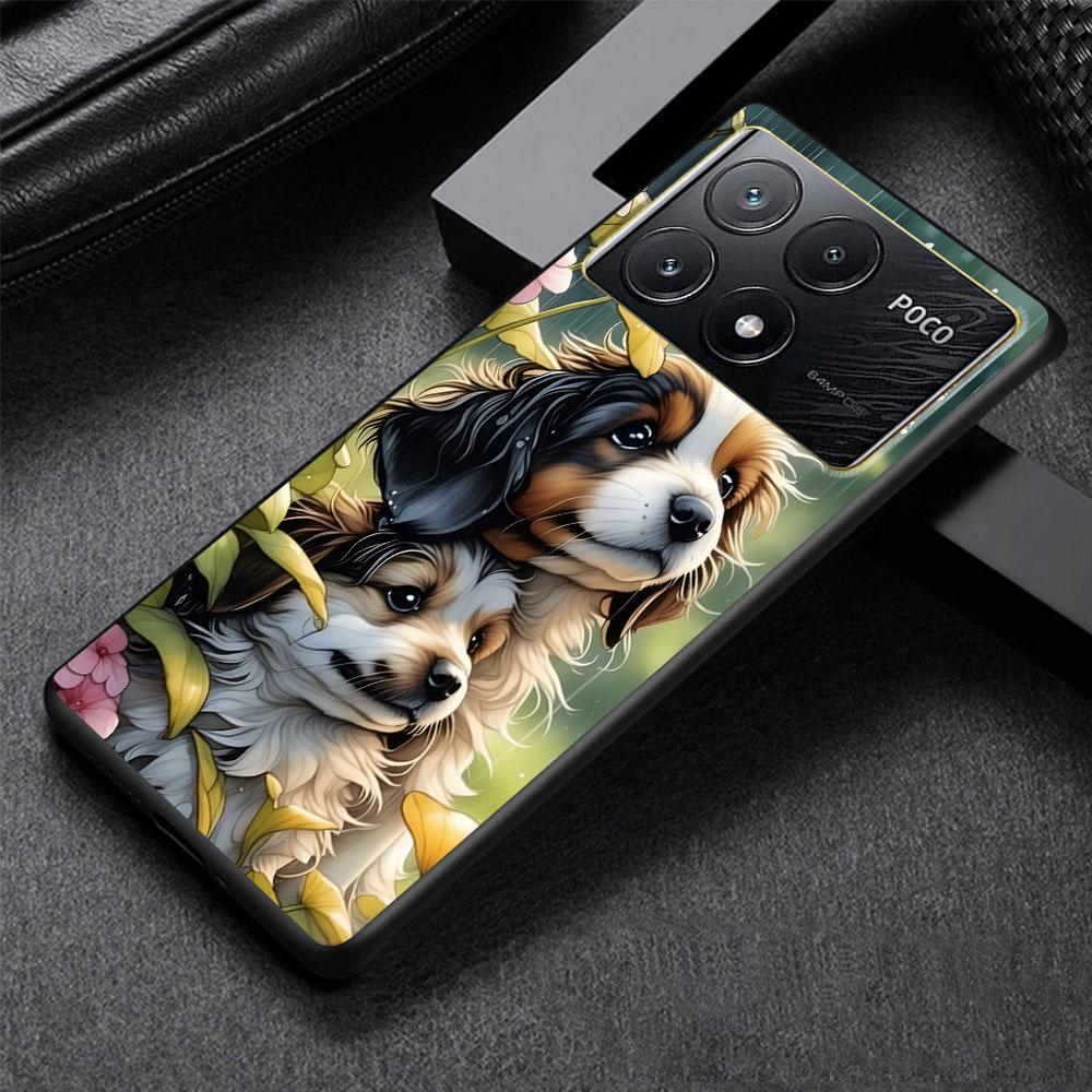 Cartoon Dogs Case for Xiaomi Poco X6 X3 NFC M5s X5 F3 M4 M3 Pro Black Silicone Soft Phone Cover Coque