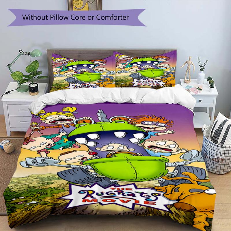 3pcs Rugrats in paris1 Design Cover Set - HD Printed Bedding with 1 Cover and 2 Pillowcases - Perfect for Home and Dorm Decor