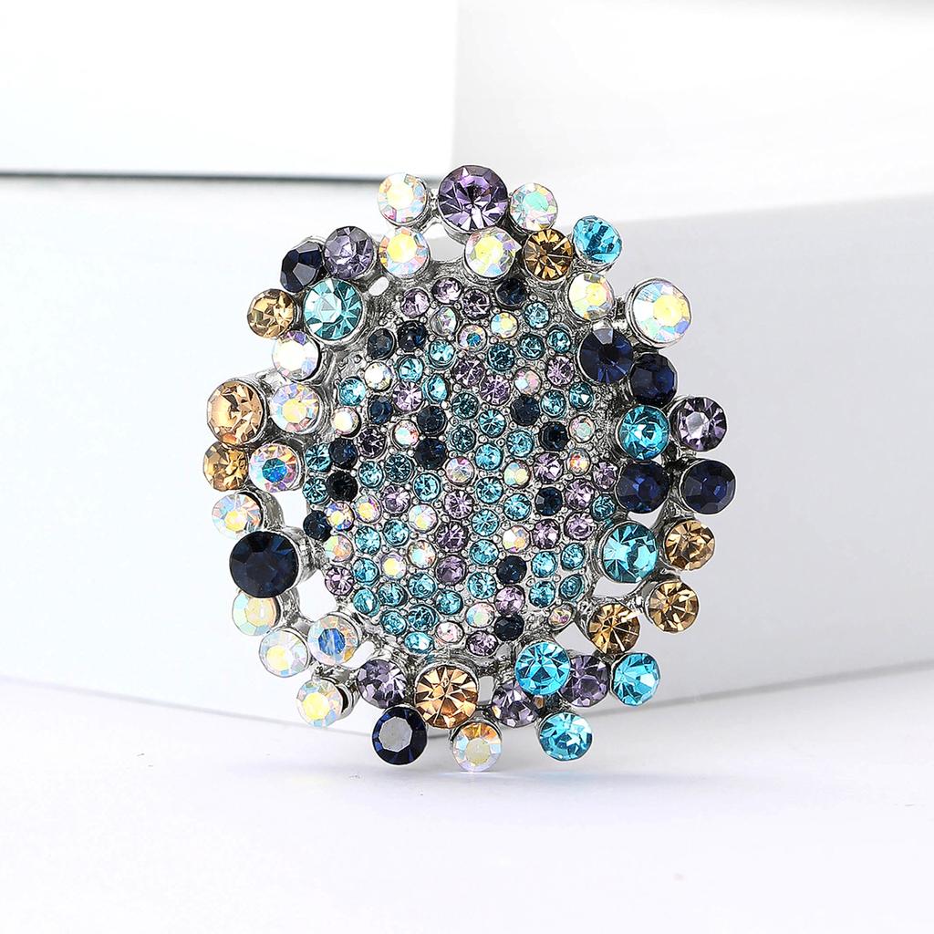 Literary Retro Alloy Rhinestone Sunflower Brooch Fashionable Versatile Women'S Clothing Corsage Jewelry Pin