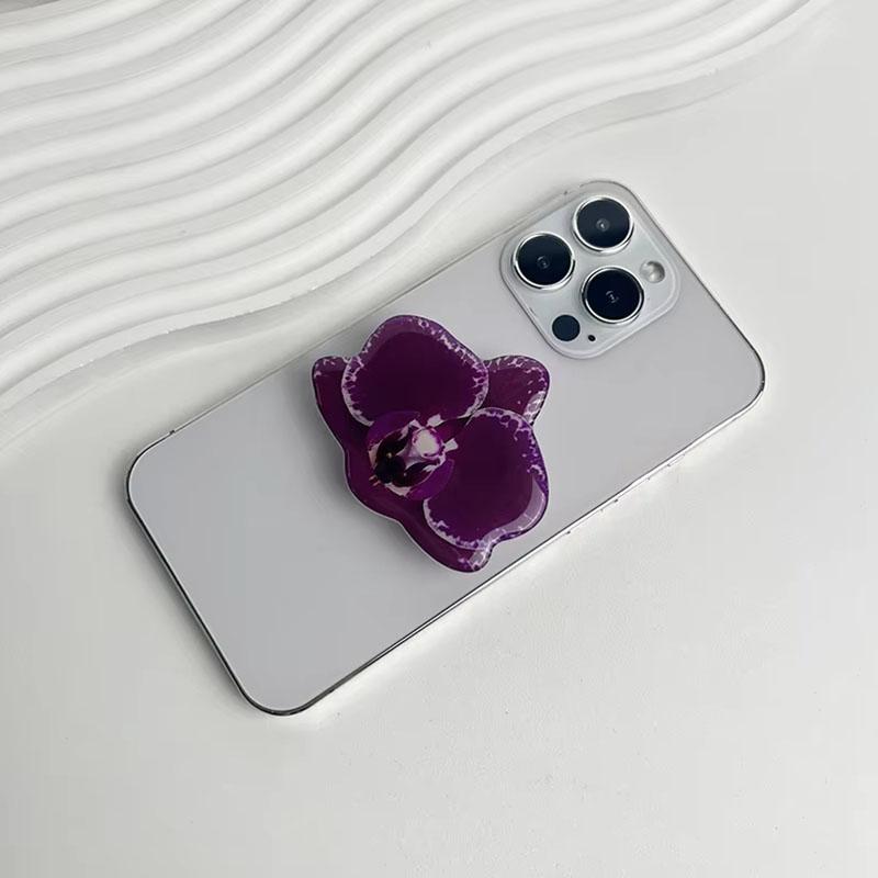 

Orchid Acrylic Socket Grip Cymbidium Custom Phone Holder Folding Ring Phone Support Popular Style Internet Celebrity