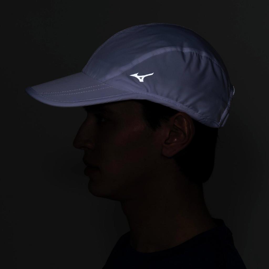 Mizuno J2MW1010 Night Running Cap with Reflective White Water-Repellent Finish,