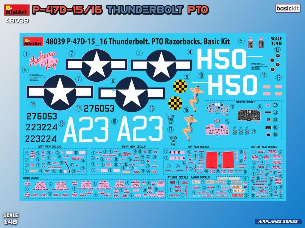 Miniart Thunderbolt Pacific Theater Basic Kit Plastic Model MA48039 1/48 P-47D-15/16
