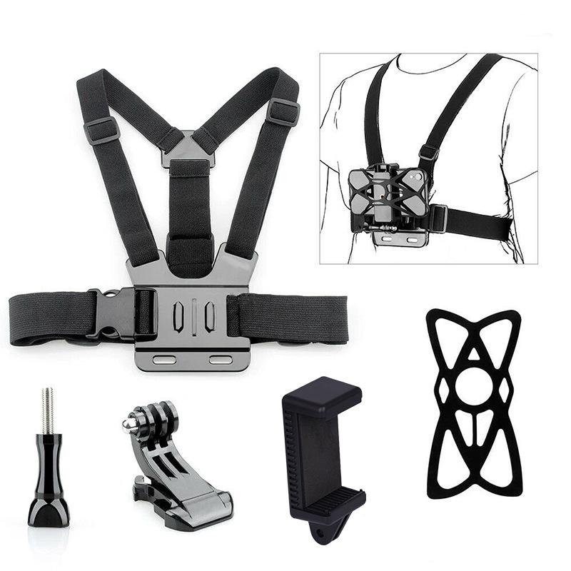 Smartphone Camera Chest Harness Strap Mount with Phone Holder for GoPro Hero 13 12 11 10 9 8 7 6 5 4 3 DJI Osmo 6 5Pro Insta360