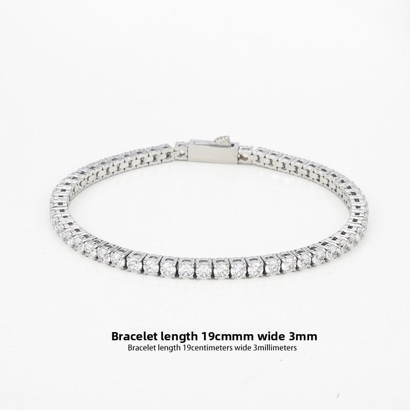 Titanium Steel Tennis Chain Bracelet, Zircon Premium Feeling Full Diamond Single Row Diamond Hip-hop Men's Bracelet Does Not Fade