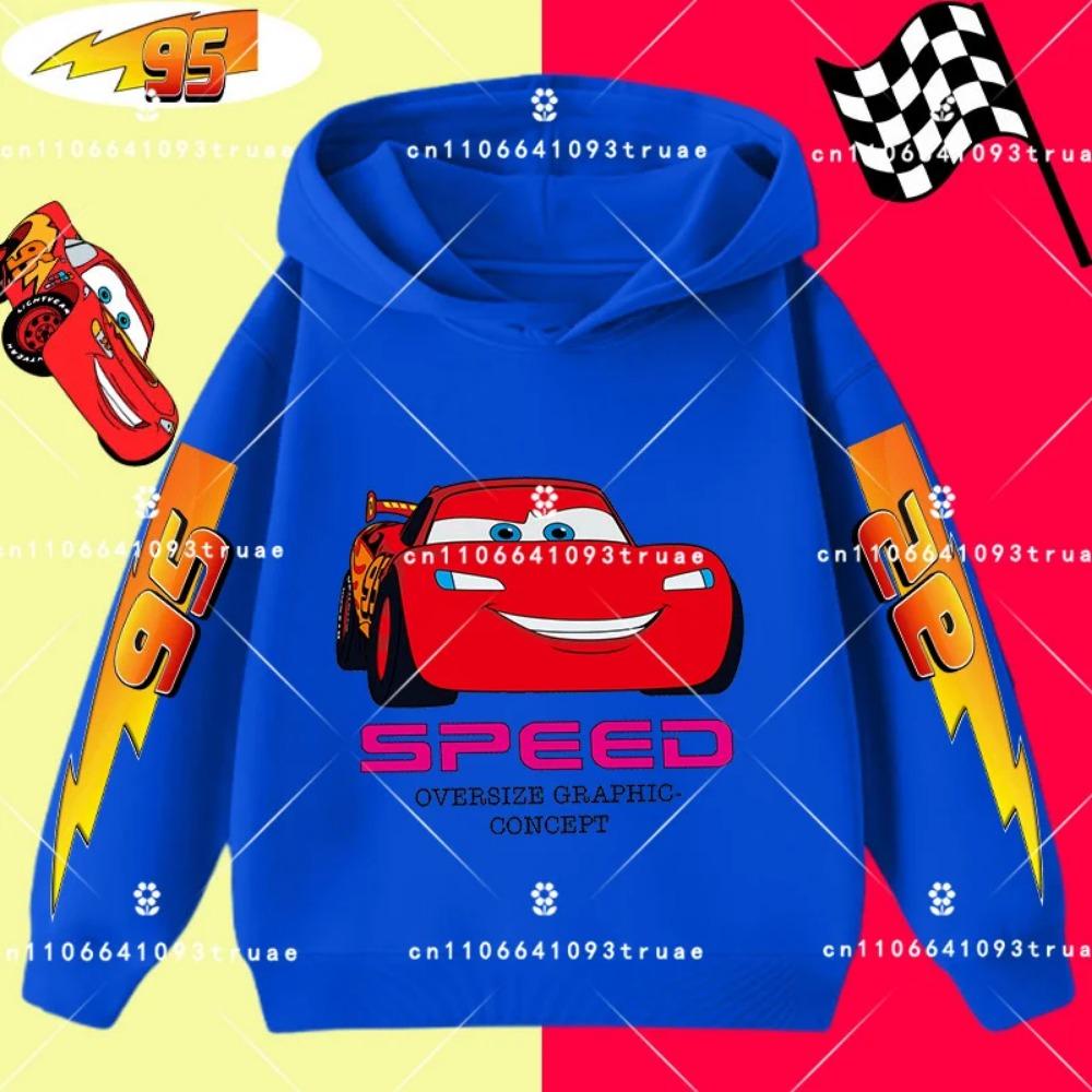 Cars Lightning McQueen Racing Children Hooded Sweatshirt Boy Girl Autumn Winter Daily Outdoor Vacation Casual Warm Sportswear