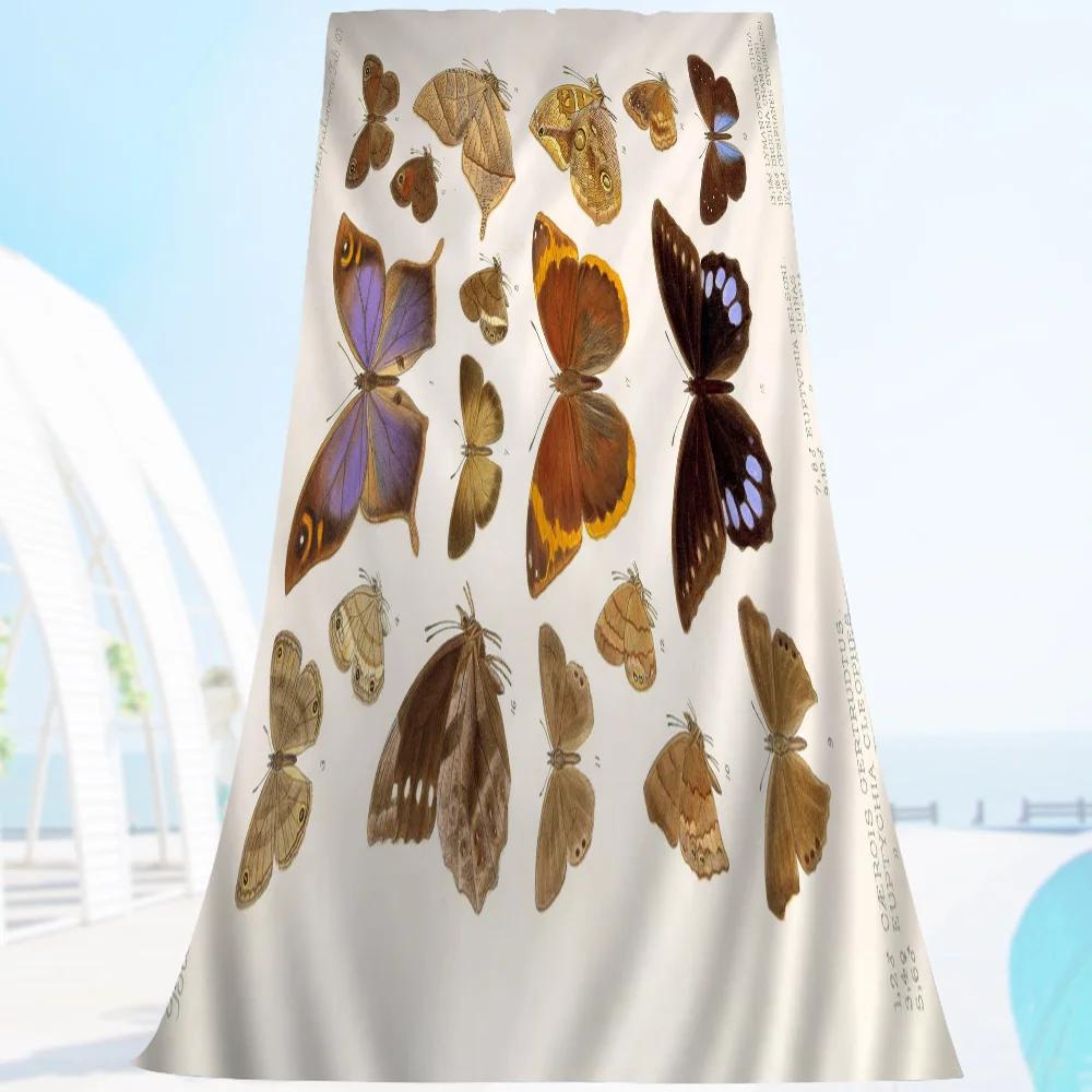 

Butterfly Insect Microfiber Blanket Quick Drying Beach Towels Oversized Printing Super Absorbent Pool Towel Blanket W40*H60(CM)