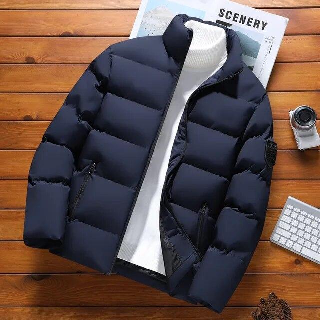 Parka Jacke Männer Herbst Winter Baumwolle Gepolstert Warm Verdickt Mann Mode Stehen Kragen Kleidung Puffer Mäntel Jugend