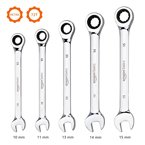 Amazon Basics Metric Ratchet Wrench Set, 5 Pieces