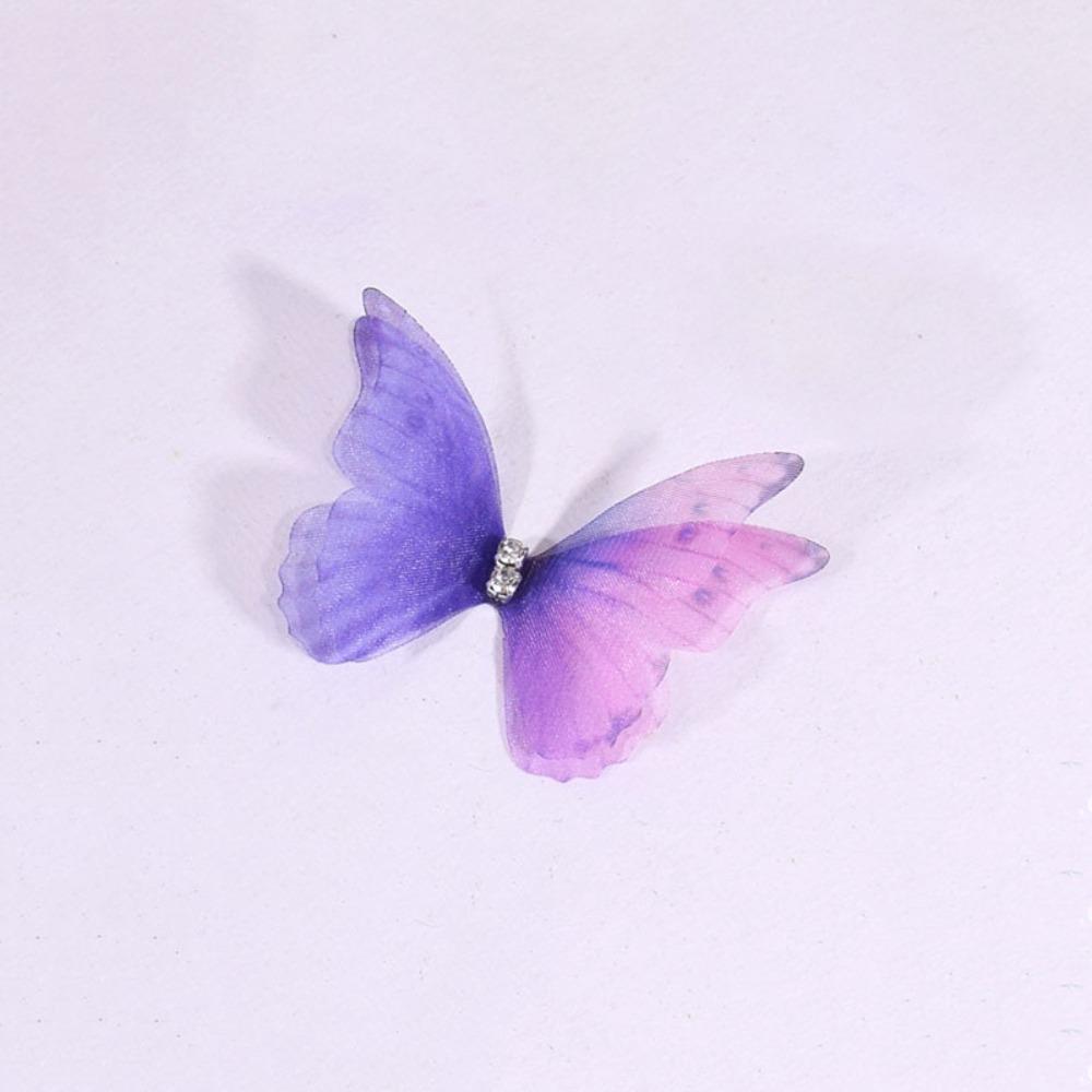 50Pcs Double Layer Butterfly Appliques 3D Translucent Chiffon Butterfly Dreamy DIY Handmade Butterfly Patch