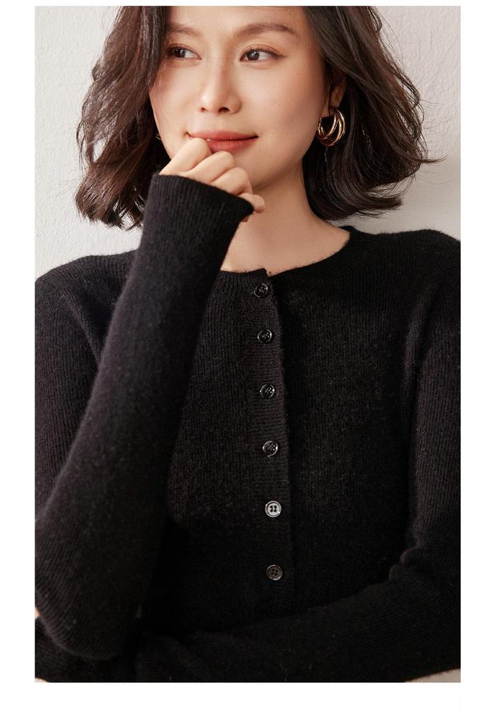 Lekasha Women's Round Neck Cashmere Sweater - New Spring/Autumn Knitted Pullover