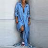 Flip Denim Long Open Lapel New Dress Women's Clothing