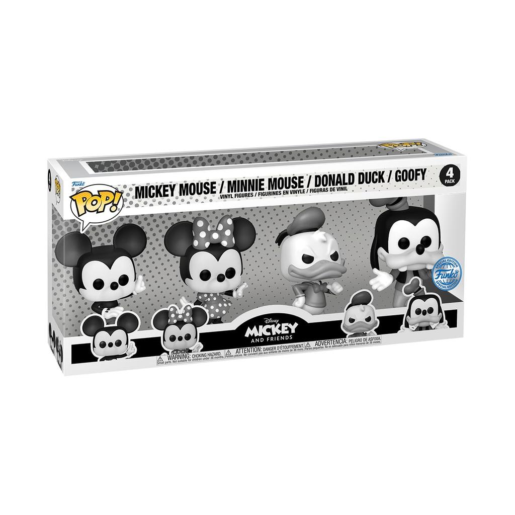 Disney Classic Mickey & Friends Black & White 4-Pack Figures Funko POP