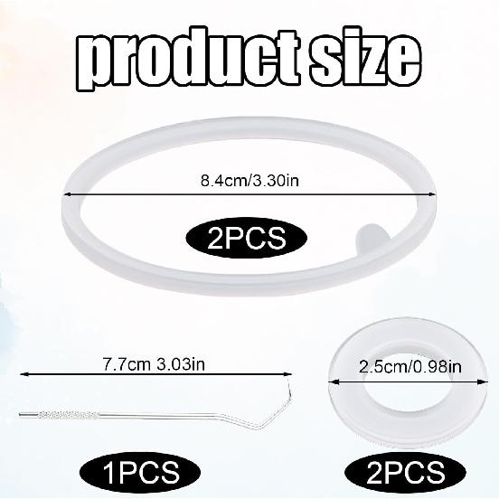 4pcs Lid Gasket Replacement for Blender Bottle Strada Flip Shaker Cup Water Bottle Parts Accessories with Hook, Silicone Seal Ring for Blenderbottle