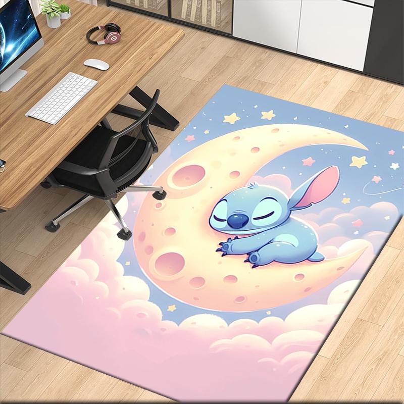 Stitch Printed Carpet, for Office Chair Living Room Bedroom Kitchen Room Decor Gifts.
