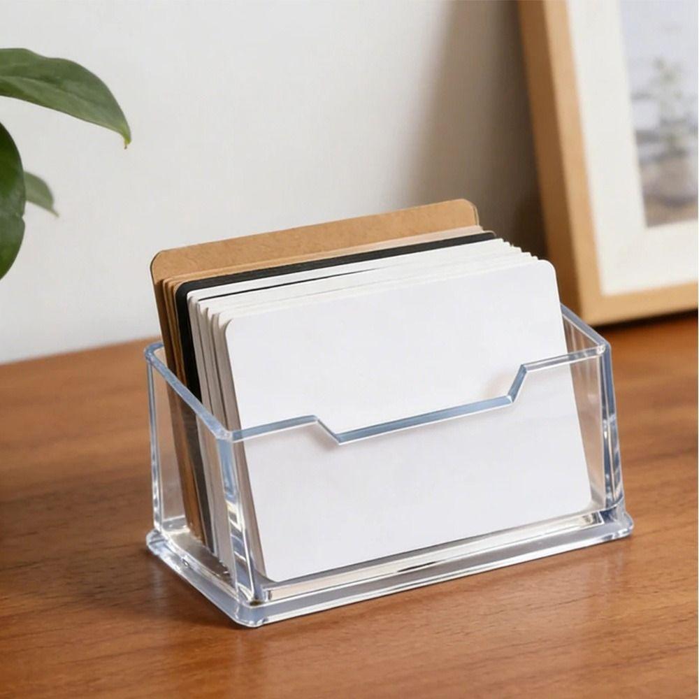 Single Layer Business Card Display Stand Clear Acrylic Visiting Card Organizer  Hotel Desktop
