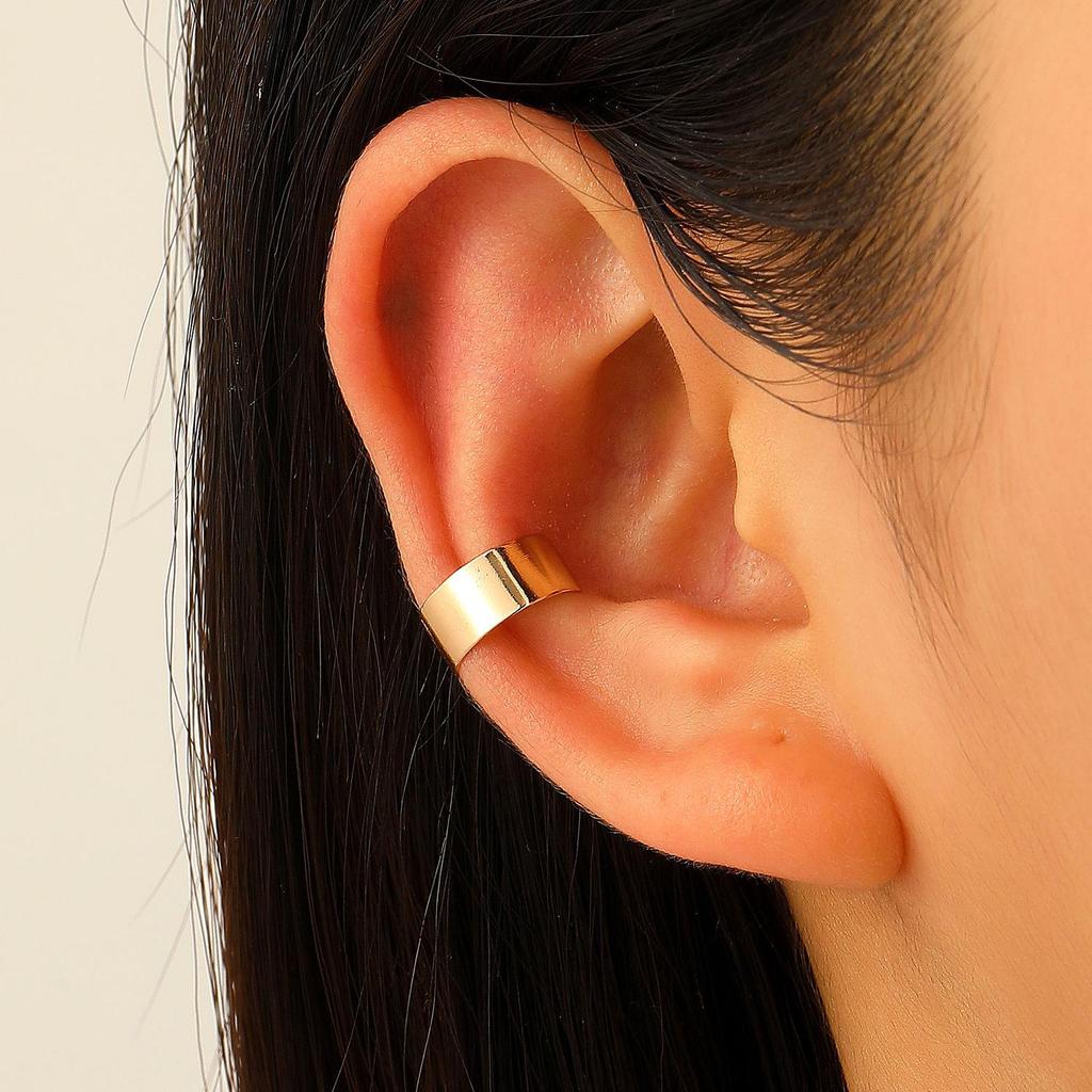 Clip per orecchio retrò francese a doppio strato in lega senza buco: Ear Cuff Semplice da Donna, Stile Freddo, di Nicchia Coreano, Temperamento