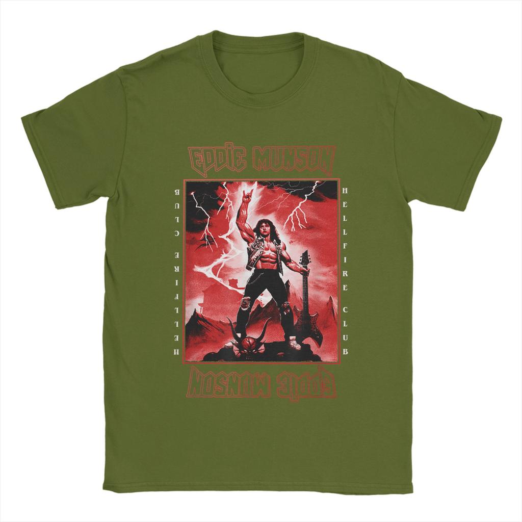 Unisexs TShirts Eddie Munson Lightning Guitar Power Fun Pure Cotton Tee Shirt Short Sleeve T Shirt Crewneck Clothes Plus Size