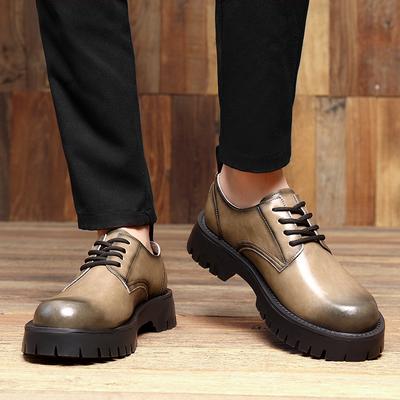 Herren Lederschuhe mit dicker Sohle Trendiger minimalistischer britischer Stil Täglich Büro Outdoor Freizeit Party Street Walking Jugendschuhe