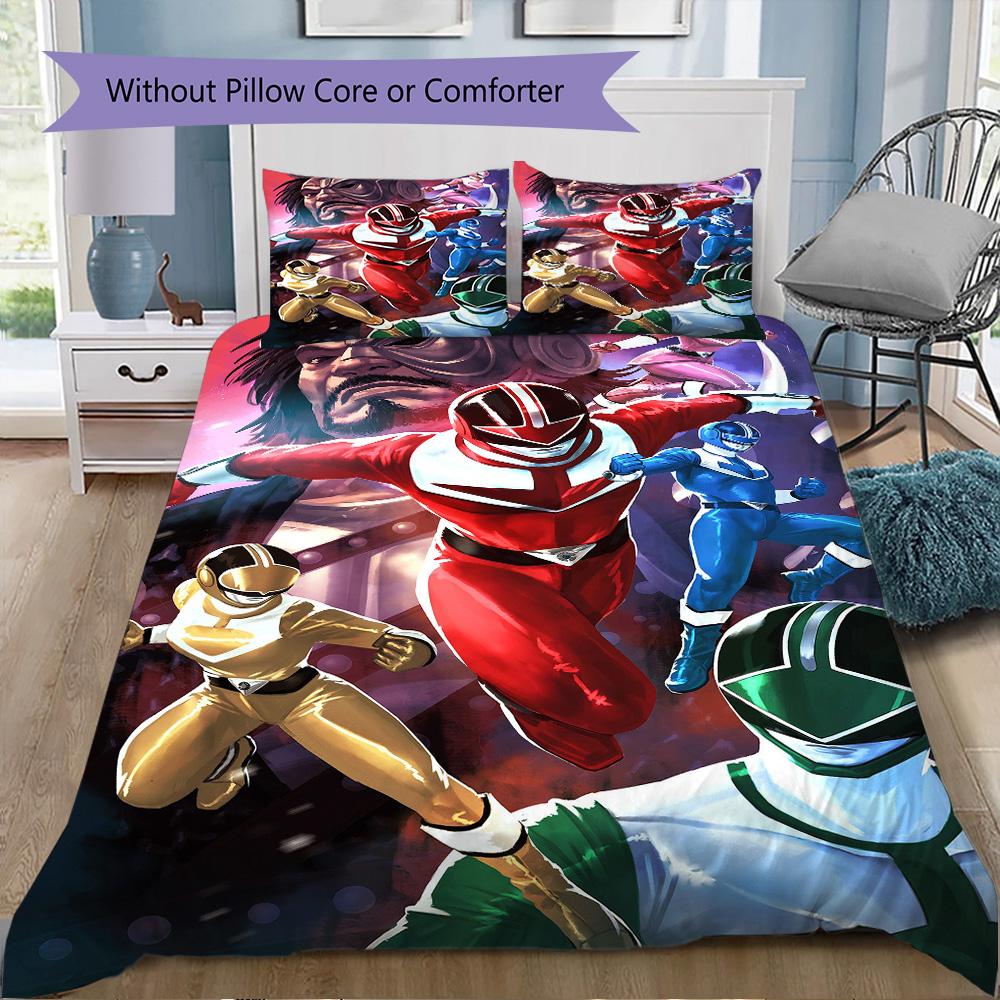 Power Rangers Pattern Bedding,Quilt Set Quilt Cover Pillowcase Home Birthday Gift (1*duvet cover+2*pillowcase,without core)XSJT0917275