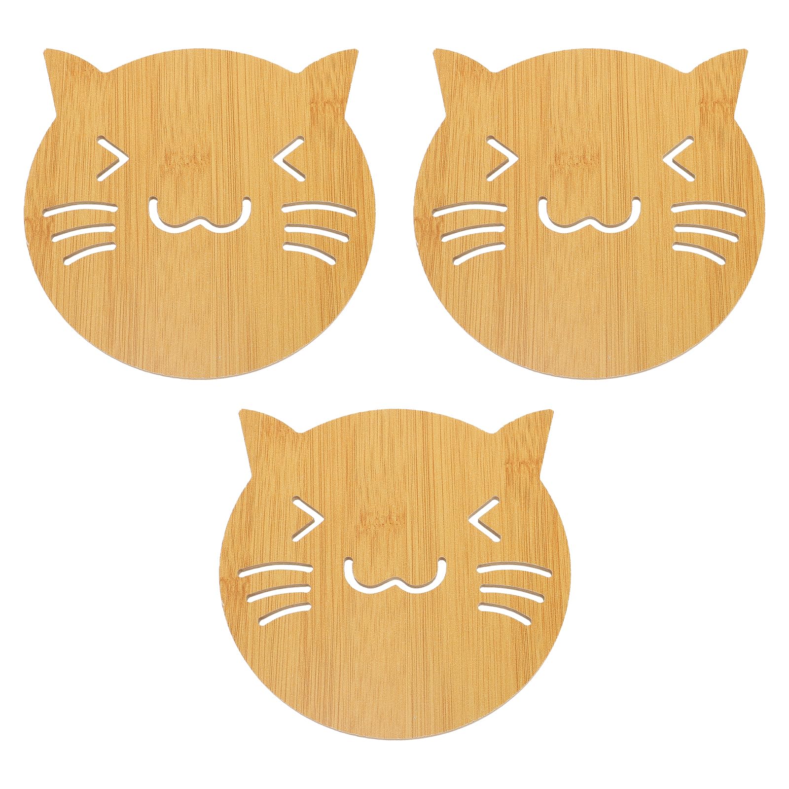 

Amosfun Cat 3 Heat For Tea Quick For Cup Tableware Interior Coaster, Trivet, Wooden, Shape, Cute, Large, Pieces, Non-Slip, Resistance, Stylish,