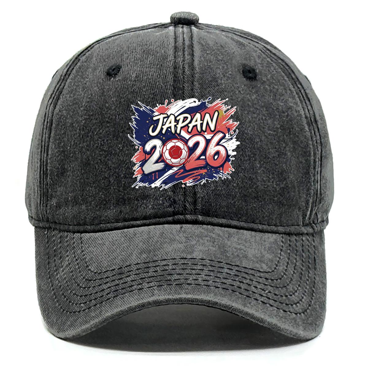 

2026 Футбол ЯПОНИЯ Флаг Печатная Бейсболка, Регулируемая Бейсболка-Snapback С потертостями Спортивная Повязка на голову Ретро Мужская Кепка as the picture чёрный
