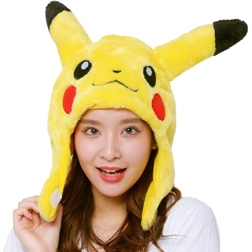 Sazac Fleece Kigurumi Cap, Pokémon Pikachu, TMY-027, One Size Fits All