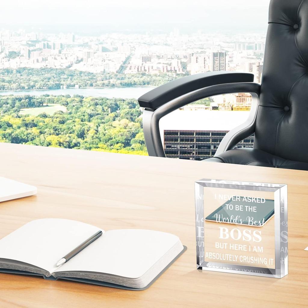 Chunful Boss Day Gifts Best Boss Acrylic Gifts for Leader Appreciation Plaque Going Away Gift Keepsake Paperweight for Male Female Bosses Coworkers